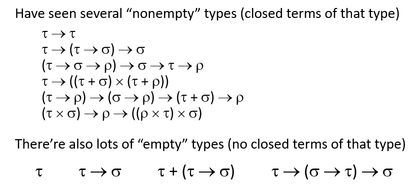 Empty and nonempty types