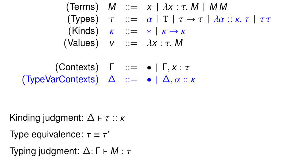 System F_omega statics